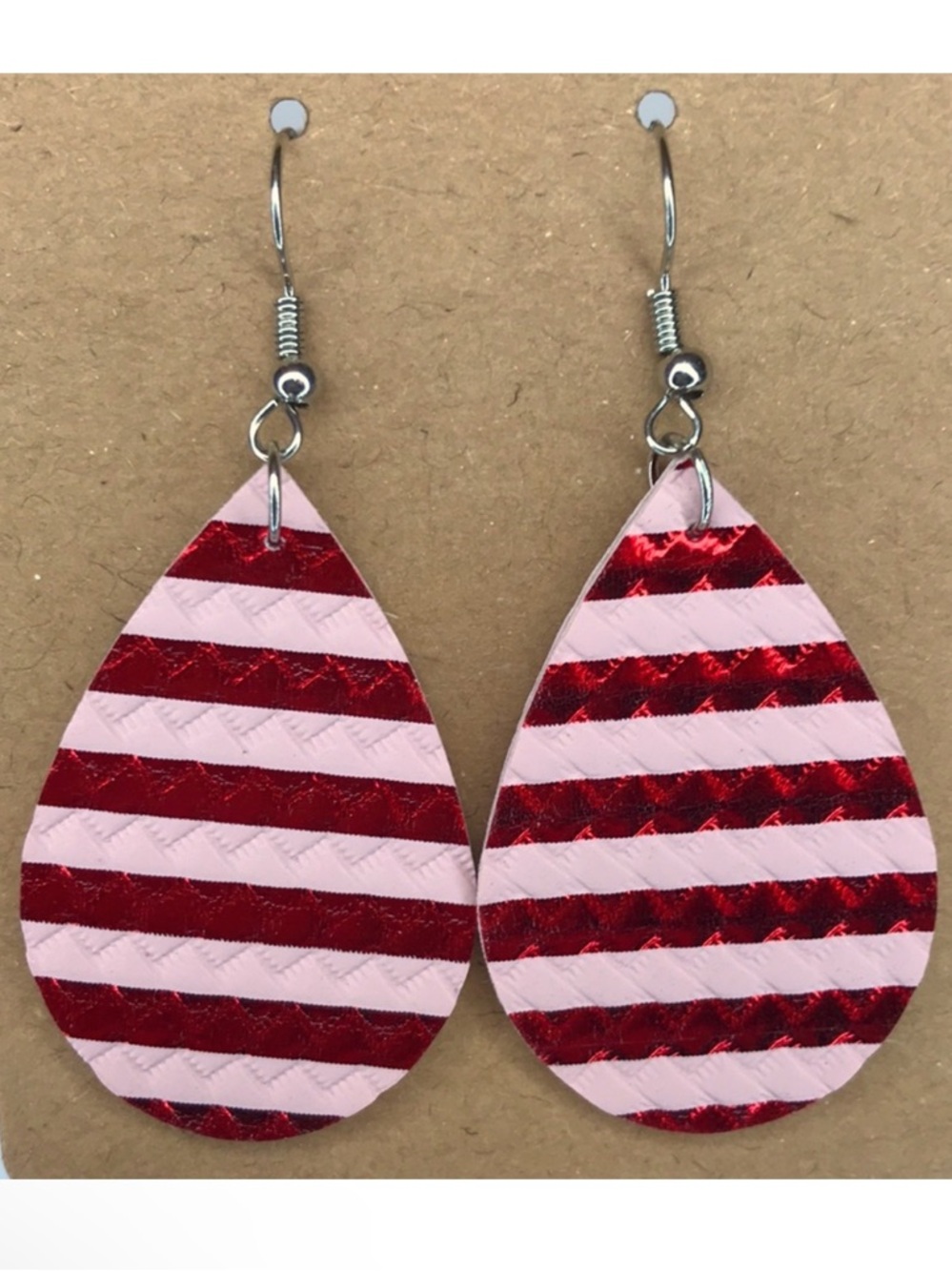 Mini Faux Leather Teardrop Earrings Stripes Fashion Jewelry